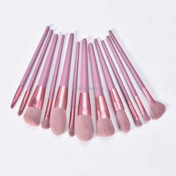 Professional 12-Piece Pink Makeup Brush Set with Champagne Gold Handles - Private Label Eyeshadow and Foundation Brushes