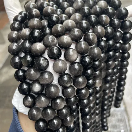 High-Quality Natural Obsidian Beads for Necklace Jewelry Making
