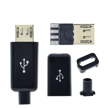 TZT Micro USB 5PIN Welding Type Male Connectors - 4 in 1 (White/Black)