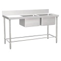 commercial used double bowl sink bench worktable