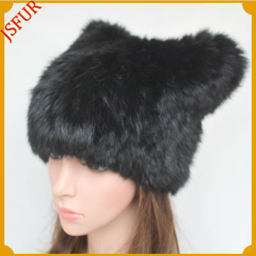 Cute New Style Winter Hat Genuine Rabbit Fur Hats Animal Ears