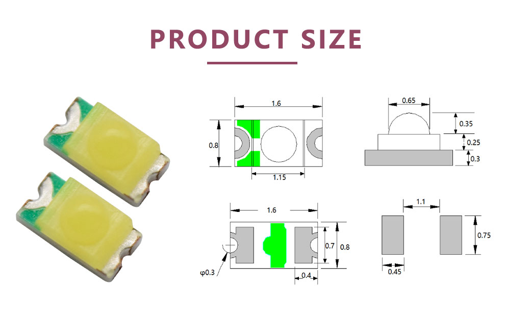 0603 SMD Cool White LED with Domed Lens