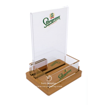 Customized table acrylic menu holder with brochure pocket