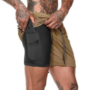 Men Workout Running 2 in 1Shorts with pocket