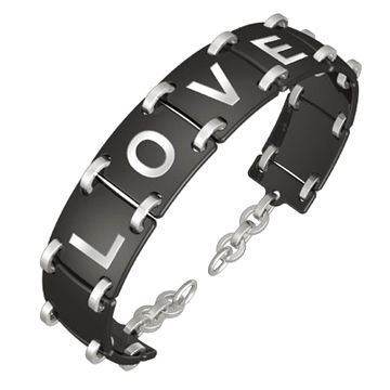 Stainless Steel Love Bangles, Wide Band with Chain Clasp, Young People Favorites