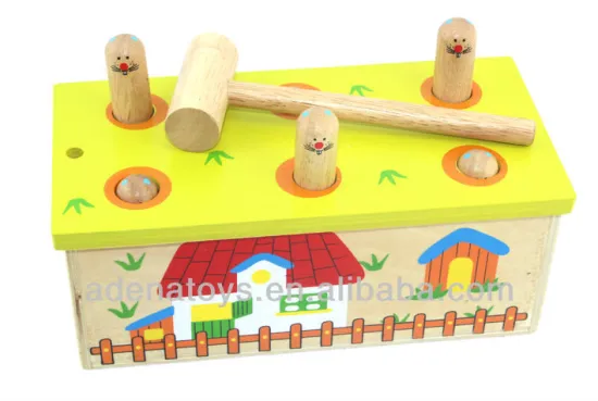Baby Wooden Hammer Bench box with Pegs-Knock the mouse.