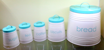 Spray Powder Assorted 5pcs food storage canister bread bin tea coffee sugar set