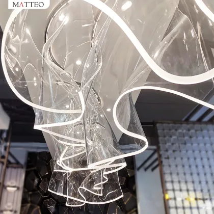 Handmade Acrylic Wave Sculpture Skirt Design Chandelier