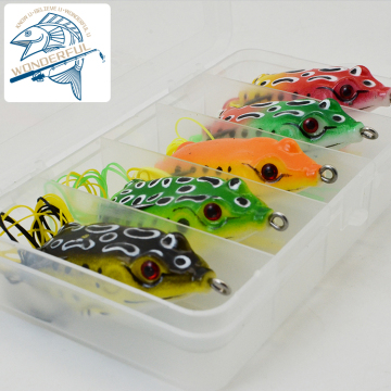 5pcs 12g Multi-Color Artificial Freshwater Fishing Lures - Top Water Soft Frogs & Snakeheads Set with Box