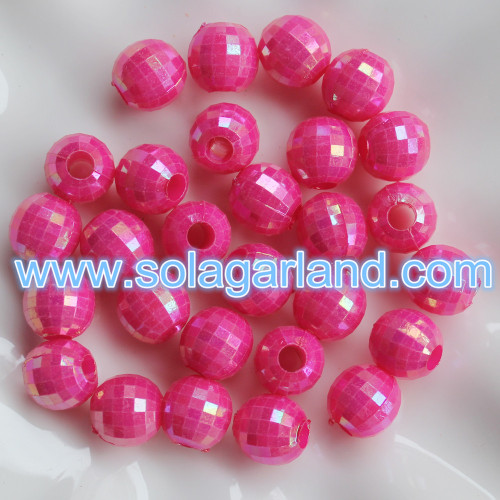 13MM Faceted Disco Ball AB Plated Plastic Round Global Beads