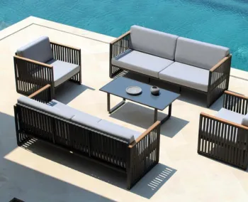 Aluminum Frame Fabric Sofa Set for Contemporary Courtyard Villa Gardens