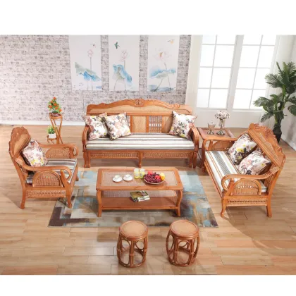 Telescopic Rattan Wooden Multifunctional Sofa Set