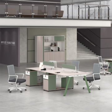 Modern Customized Logo Printed Aluminum Partition Office Desks for 2-4 People Workstations