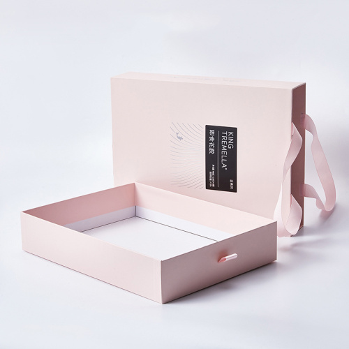 Mango de cinta rosa Caja de cajón de diapositivas personalizada