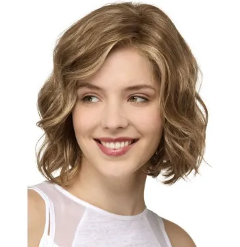 Aishili lolita golden and brown synthetic hair water wave short pixie cut curly wig synthetic hair wigs for women