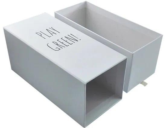 CMYK drawer box with ribbon and logo