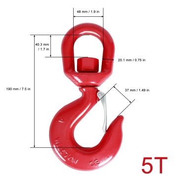 Drop Forge Alloy Steel G80 Crane 5 Ton Eye Hoist Hook Swivel - Heavy Industry Lifting Equipment