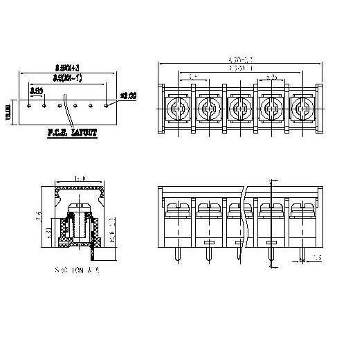 AT848-9.5XXX-S Barrier Terminal Block Pitch9.5mm 