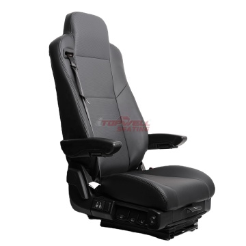 iTOPWELL Universal Leather & Fabric Air Suspension Sport Seat with Integrated Headrest and 3-Point Safety Belt for Trucks and Buses
