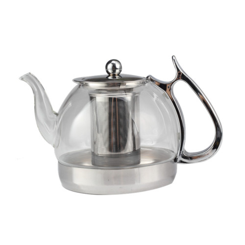 Food Grade Stainless Steel Base-Glass Tea Pot