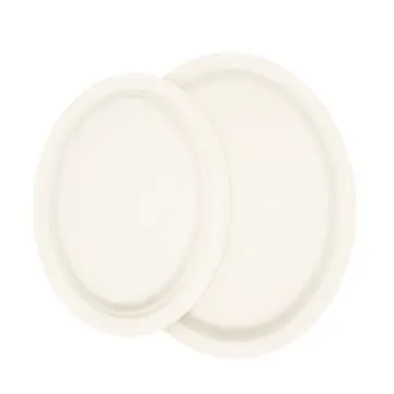 6 7 8 9 10 Inch Sugarcane Bagasse Pulp Compostable Biodegradable Disposable Sugar Cane Natural White Round Paper Plates