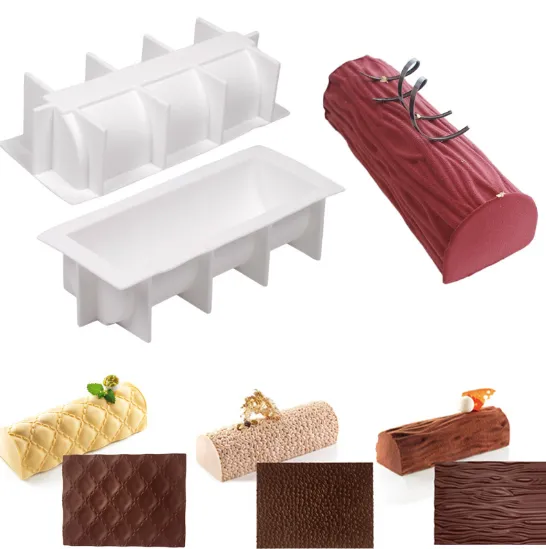 OEM INS Style Silicone Swiss Roll Cake Mould Set with Bark Texture