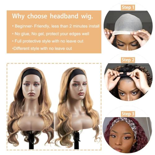 #27 Body Wave Headband Wig Honey Blonde