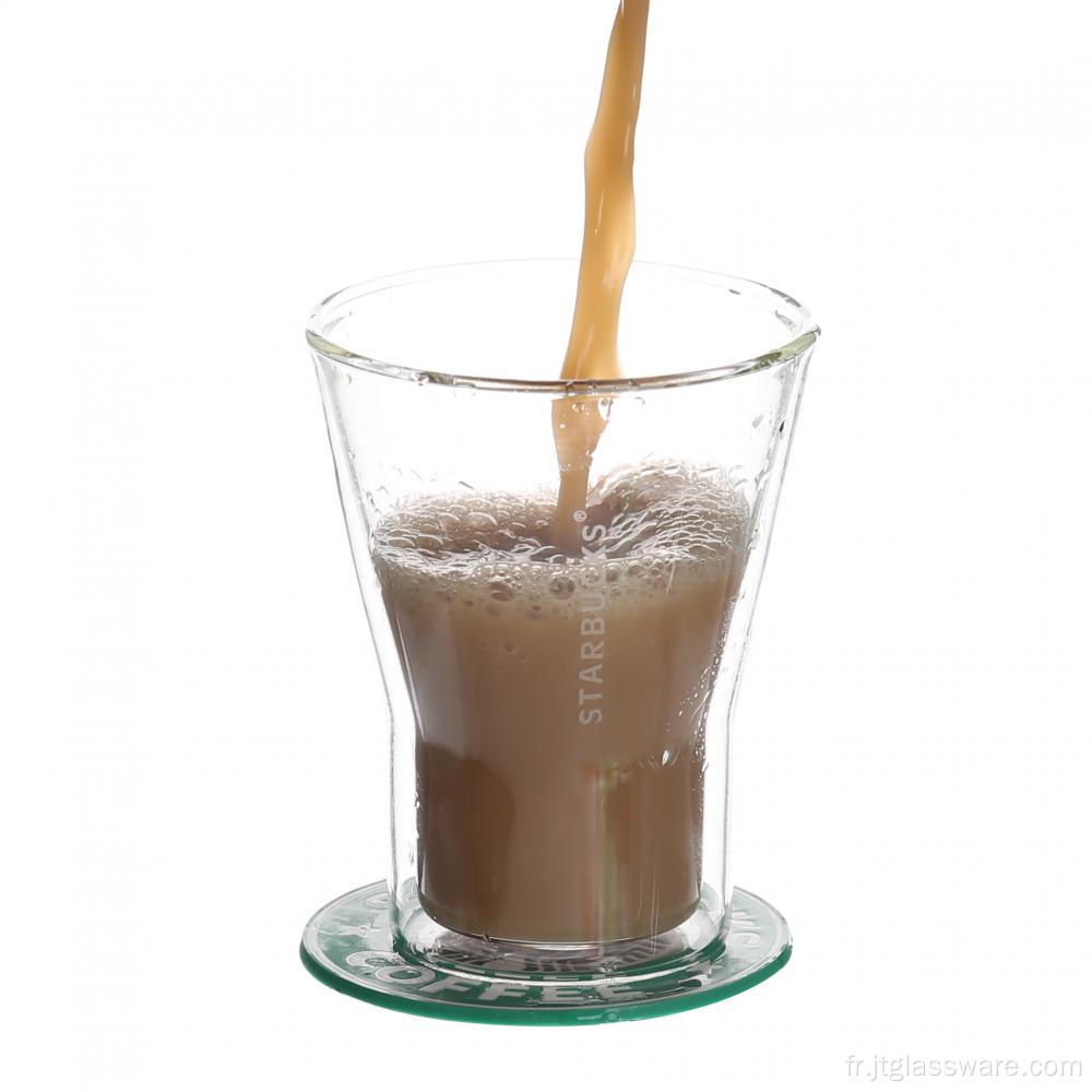 Tasse à lait en verre à double paroi résistante à la chaleur