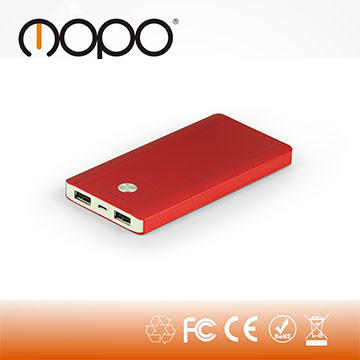 Dual USB cell phone charger aluminium allor case with polymer battery