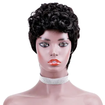 Wholesale deep curly human hair wigs Short Pixie Finger Wave Mommy Wigs Human Hair Natural Fashion Wigs