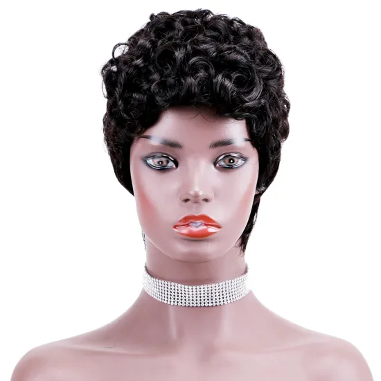 Wholesale deep curly human hair wigs Short Pixie Finger Wave Mommy Wigs Human Hair Natural Fashion Wigs