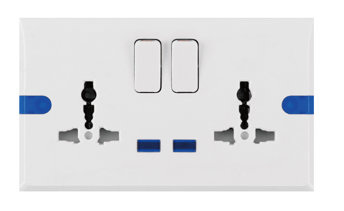 RN Series 2 Gang 13a Switched Multi Socket