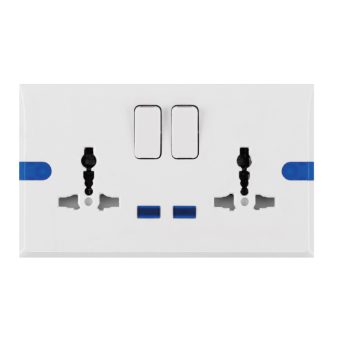 RN Series 2 Gang 13a Switched Multi Socket