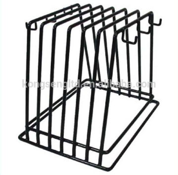 6 Slots Black Vinyl Coated Wire Steel Metal Cutting Board Rack