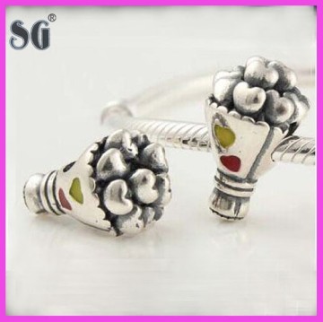 Fashion jewelry accessories vintage Style Sterling Silver European FLOWER BOUQUET Charm Beads