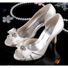 Crystal Stones Wedding Shoes Bridal Sandals With Bow