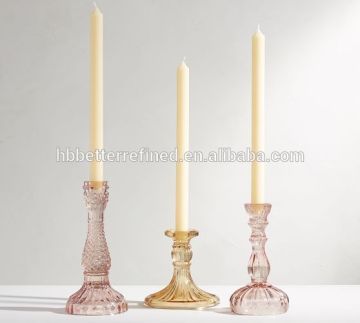 Blue Vintage Pressed Glass Taper Candle Holders