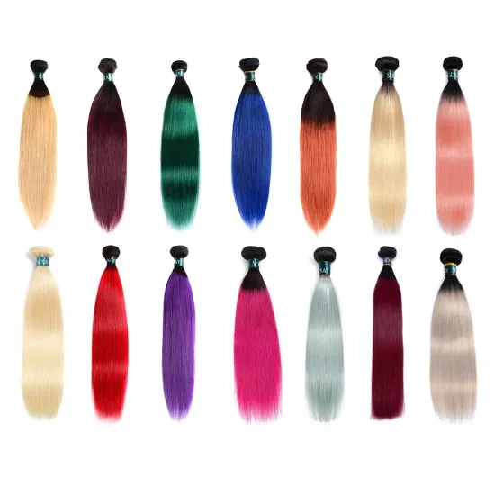 12A Brazilian Virgin Human Hair Ombre 1b 27 99j Blue Blonde Red Green Pink Purple Pre Colored Straight Bundles Hair Extension