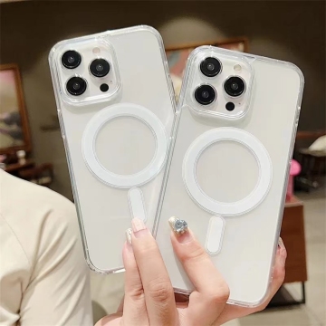 Wholesale Magnetic Clear Shockproof Charger Phone Cases for iPhone 15, 14, 13 Pro Max
