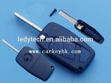 New Model for Fiat flip remote control key shell 2 button (blue) with logo