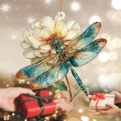 Vintage Dragonfly Flower Pendant