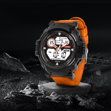 Dual Movement Unisex Sports Watch with Nylon Braided Strap, 50M Waterproof, Luminous, Alarm, Luxury Japan Movement for Men and Women