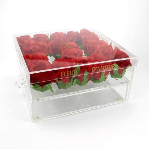 Acrylic Gift Box for Flower with Drawer