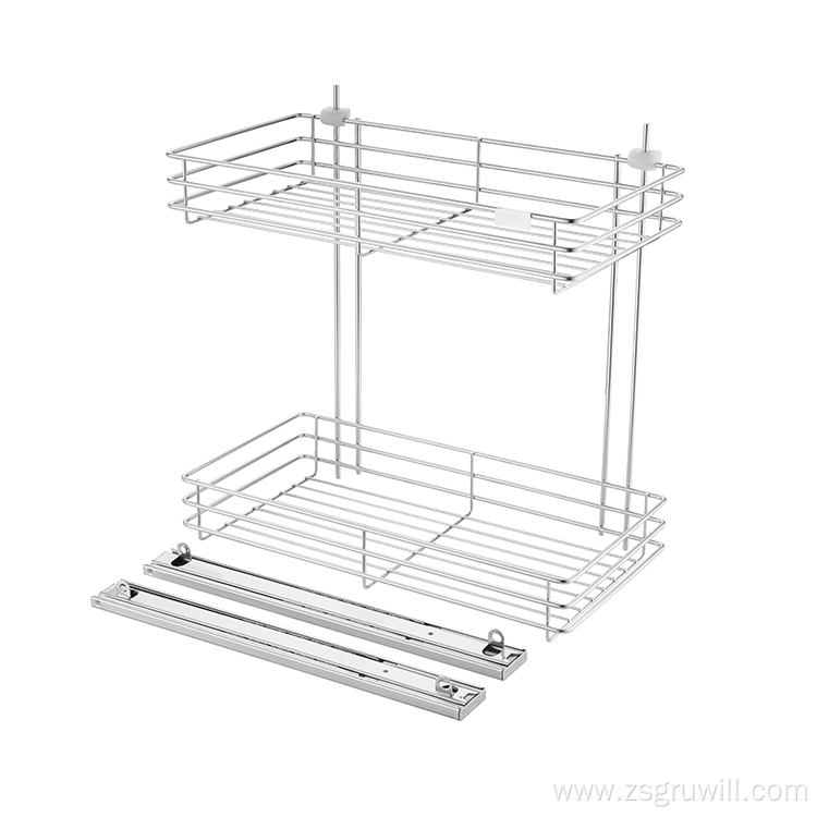 Kitchen drawer side pull wire basket