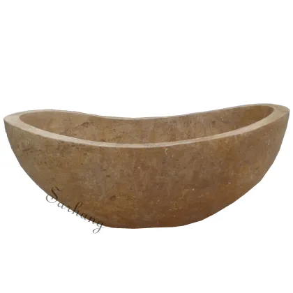 Solid Stone Natural Marble Conch-Shaped Bathtub