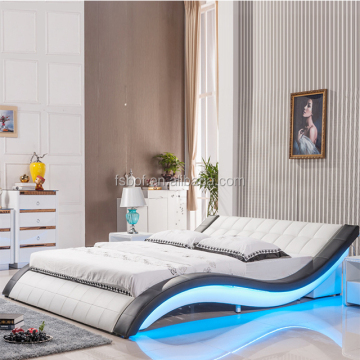 Mobile da letto in pelle rosa all'ingrosso con testiera illuminata A044