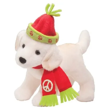 Plush Chrismas Dog Toy With Red Hat Plush Realistic Dog Toy