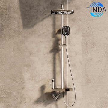 Black Square Wall Mount Bathtub Faucet with Spray