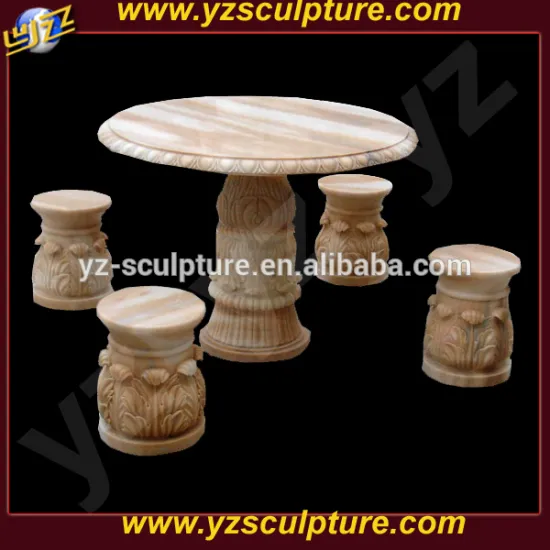 outdoor decoration hand carved natural marble tables and benches