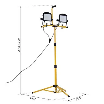 Portable Dual-Head 50W 5000 Lumen LED Flood Work Light with Metal Lamp Housing and Telescoping Tripod: Bright Illumination on the Go